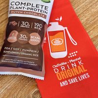 The protein shake comes with an extra packet of protein powder and a little bag!  at Cha Tra Mue - Maya in Chiang Mai