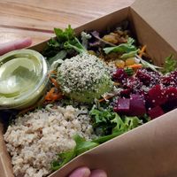 Protein salad with cilantro lime dressing. at Zest Kitchen & Bar in Salt Lake City