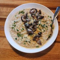Mushroom risotto with local shiitake mushrooms at Zest Kitchen & Bar in Salt Lake City
