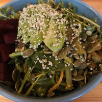 half a portion of protein salad at Zest Kitchen & Bar in Salt Lake City