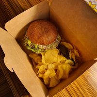 Veggie burger at The Yellow Deli in San Sebastian