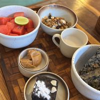Build your own breakfast: fresh fruit, granola, paleo bread & Vegan chocolate cake  at Mimamori in 