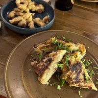 Spicy potatoe curry in crispy paratha and chickpea fried mushrooms   at YAAGA - BACKYARD DINING in Negombo
