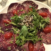 Beetroot carpaccio, very nice dressing  at le Café de la Comédie in Carcassonne