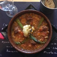 Cassoulets vegan (boulettes végétales, lentilles, haricots blancs)  at le Café de la Comédie in Carcassonne