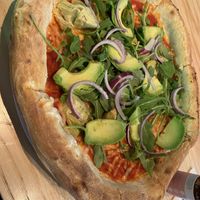 Veggie pizza with vegan cheese   at Vår Pizza - Klarabergsgatan in Stockholm