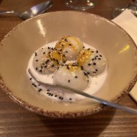 Glutinous rice desert with a filling   at Sen Vegan in Berlin