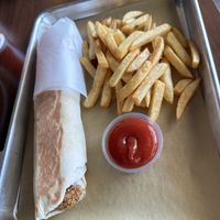 Falafel wrap and fries  at Board Bites in Plano