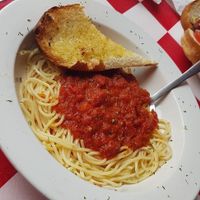 spaghetti with tomato sauce at Big O Pizza and Booze in Grand Rapids