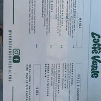 Food menu  at Caffè Verde  in Courtenay