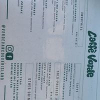 Drink menu  at Caffè Verde  in Courtenay