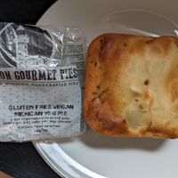 vegan hot pie at Northey Street Organic Farmers Market in Windsor
