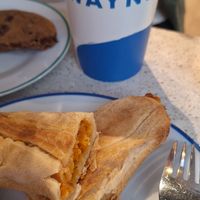 Coffe and vegan veg wrap at Waynes Coffee - Drottninggatan in Stockholm