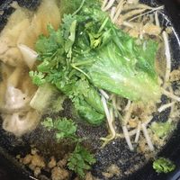 Starch noodles with vegan wontons in soup (before I added the chilli oil)  at Wei Lai Fang - 味萊坊 in Keelung