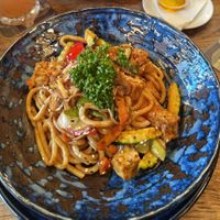 Udon noodles with tofu at Memory Restaurant in Prague