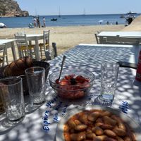 View over beach   at Taverna Agali in Folegandros