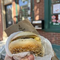 Vegan breakfast sandwich on everything   at Country Bagel Bakery in West Chester