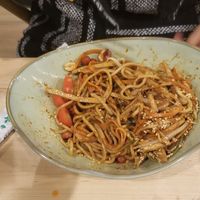 "Very spicy" cold noodles. My son says "a little salty" #Veganuary at Ramen O'Bowl in Cambridge