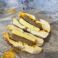 Sausage egg and cheese everything bagel  at Shmagel's Bagels in Ocean City