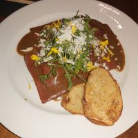 Beet ravioli at The Palms Restaurant & Lounge in Victoria