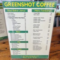 Menu  at Greenshot Vegan Coffee in Denpasar