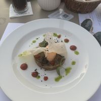 Eggplant tartar with melon ice cream   at Ankora in Cavtat