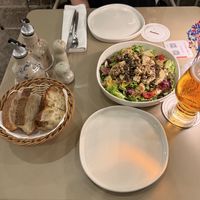 Homemade bread and tofu basil salad  at Ankora in Cavtat