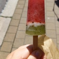 Homemade watermelon popsicle (vegan) at Zdravíčko in Olomouc