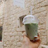 Iced matcha oat latte with vanilla syrup   at Chi Coffee in Trogir
