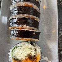 Vegan gimbap filled with veggies  at Cham Bareun Gimbap in Seoul