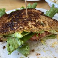 Half of my grilled chick in sandwich  at Little Lads in Corinth