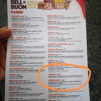 Menu at Bell e Buon in Salerno