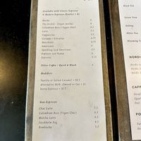 Coffee Menu  at The Boy & The Bear in Redondo Beach