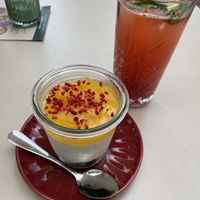 Mango cheesecake and strawberry lemonade   at Kaspar Schmauser in Leipzig