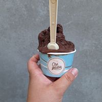 Veganes Schokoladensorbet at Che Gelats! in La Palma