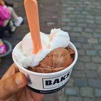 Coconut & chocolate ice cream at IJs & Spijssalon Baks in Woudrichem