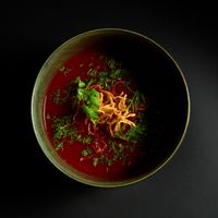 Rote Bete Suppe (Vegan)
- Röstschalotte, Kerbel, Dill
 at Crackers in Berlin