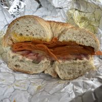 “Mox with the works” carrot lox bagel  at Nate's Bagels in Richmond