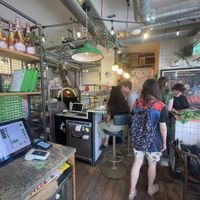 The cosy bar on the ground floor  at Pizza Pilgrims - Shoreditch in East London