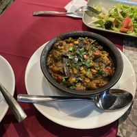 Stuffed aubergines at Zonja Gjene in Berat