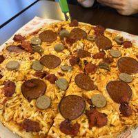 Vegan meat lovers pizza  at Veggie Master in Birmingham