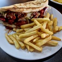 Tandoori 'chicken' kebab meal at Veggie Master in Birmingham