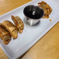 Fried vegetable dumplings with a soy/vinegar dippingsauce at The Rice Hat in Portland