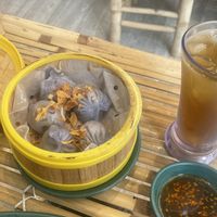 Há cáo hâp (steamed purple dumplings with mushroom and peas filling)  at Nướng & Lẩu Pure Vegan by Lam in Ho Chi Minh City