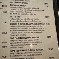 Burger Menu  at The Kettle in Manhattan Beach