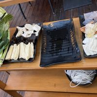 Hotpot veggies tofus. Vegan meats not shown b/c in the pot already    at Yún Shān Zhī Jùn 雲山之菌 in Dali