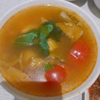 Tom yum soup at Vegetarian Express Cafe in Northeast Singapore