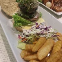 mushroom burger  at Vegetarian Express Cafe in Northeast Singapore