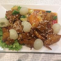 sweet and sour beef at Vegetarian Express Cafe in Northeast Singapore