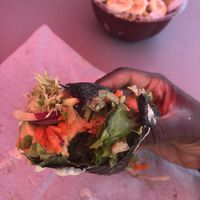 Nori roll and and açaí boll. Even the pumpkin seed granola is vegan.  at Ohana Juice Bar & Cafe in Kapaa